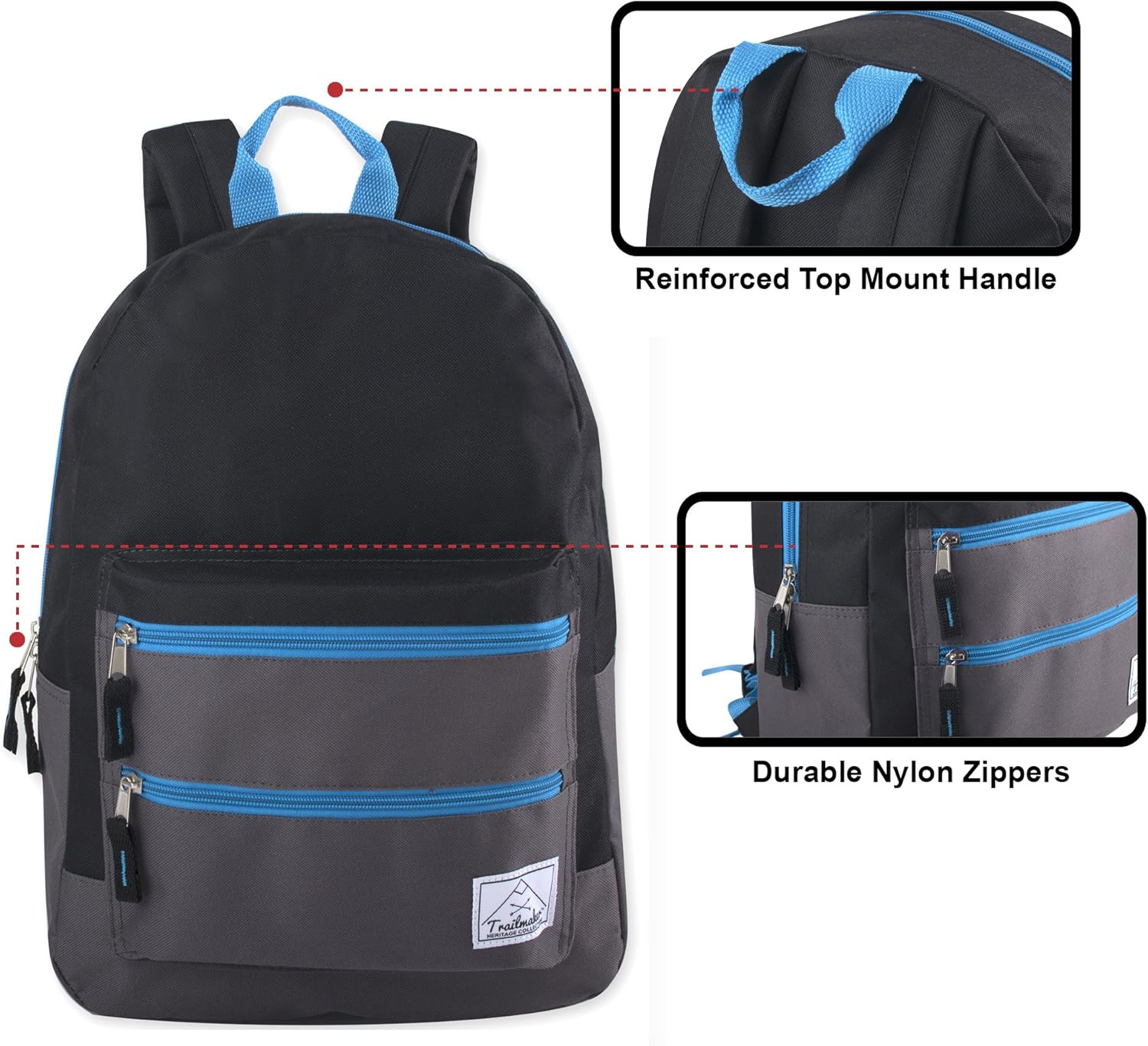 Trail maker Multi Pocket Multicolor Backpack with Adjustable Padded Straps - Image 2
